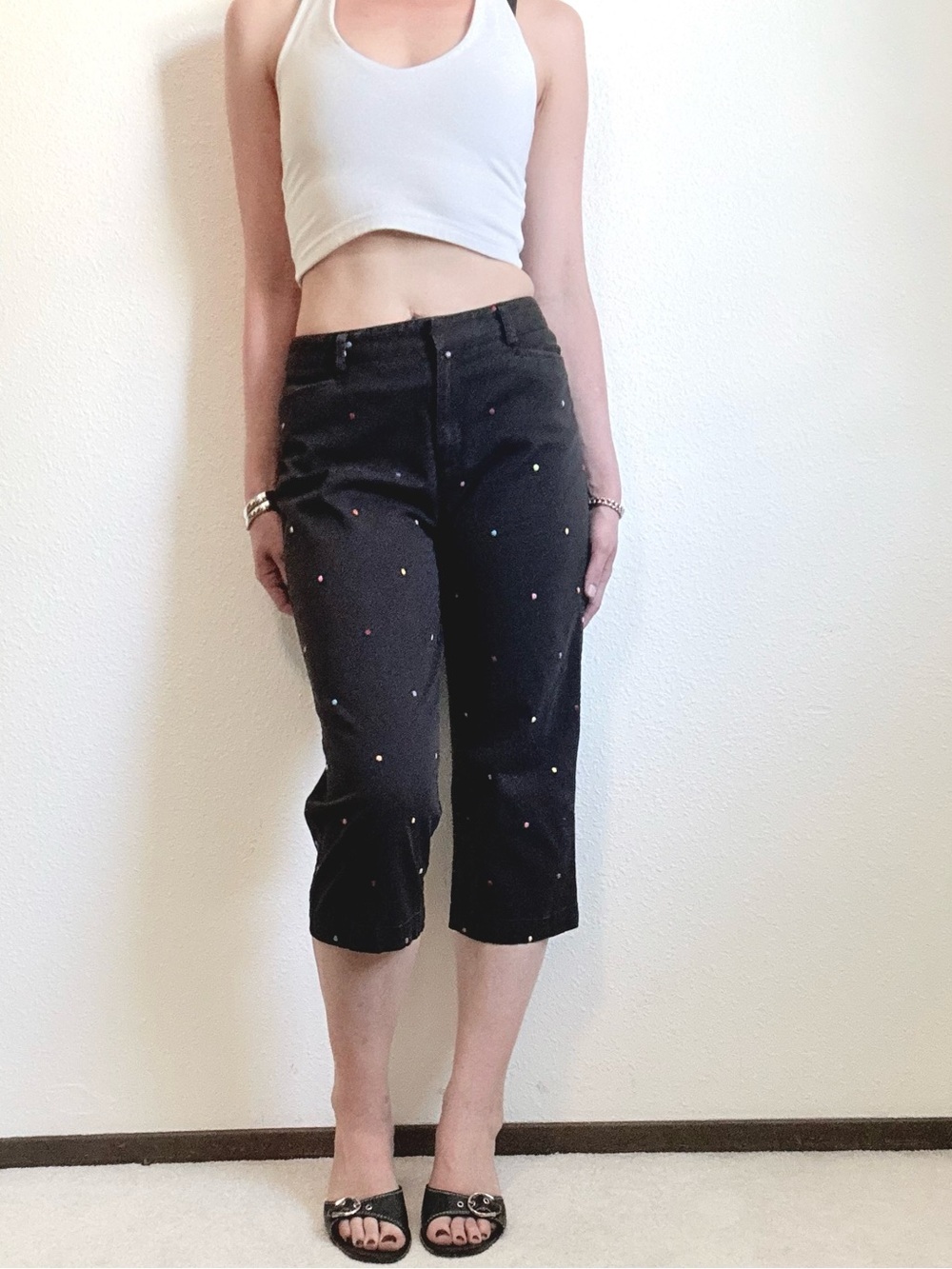 Vintage Rafaella Mid Rise Polka Dot Capris 90s Retro Whimsy